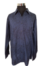 Michael Brandon  Shirt Men&#39;s Size XXL  Dark Navy Blue Floral Vine Screen... - £16.82 GBP