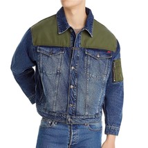 Hugo Boss Men&#39;s Long Sleeve HUGO Mixed Media Denim Trucker Pocket Jacket... - $149.12