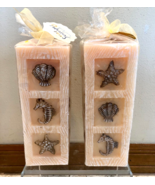 Seascaped Scented Pillar Candle 8&quot; x 3&quot; Carved Sea Shells Starfish Scall... - $25.00