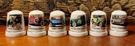 6 Vtg Gold Ringed Antique &amp; Classic Cars Porcelain Sewing Thimbles Taiwa... - £14.23 GBP