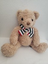 Hudson Bay Teddy Bear Plush Stuffed Animal Striped Bow Tan Light Brown - $24.73