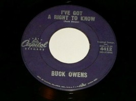 Buck Owens Excuse Me I&#39;ve Got A Right To Know 45 Rpm Record Capitol Label - £12.58 GBP
