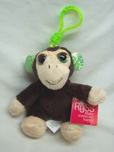 Russ Li&#39;l Peepers Mocha The Monkey Clip 3&quot; Plush Stuffed Animal Toy New - £11.83 GBP