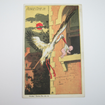 Postcard Congratulations Antique 1907 Adolph Selige Stork &amp; Baby Birth Announce - £7.46 GBP