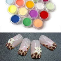 18 Mixed Colors Acrylic Nail Art Tips UV Gel Powder Dust 3D DIY Decor Set Shiny - £10.19 GBP