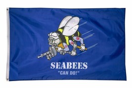 Navy Seabees Flag 3x5ft Polyester Can Do Miltary Banner Man Cave Garage USN USA - £16.01 GBP