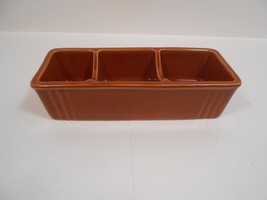 VTG Hall USA 717 3 Compartment Sugar Packet Holder Caddy Brown Restaurant Ware - £8.88 GBP