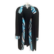 Vintage Anna Maxwell Open Front Jacket 22WP – Black with Blue Swirl Trim... - $581.48 MXN