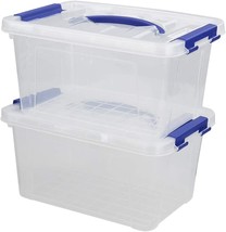 Jekiyo Clear Plastic Storage Bin, 6 Quart Latching Box Tote With Lid, Set Of 2 - £27.59 GBP