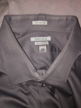 Van Heusen Men&#39;s Dress Shirt Gray Size 17.5 36/37 Lux Sateen - £10.27 GBP
