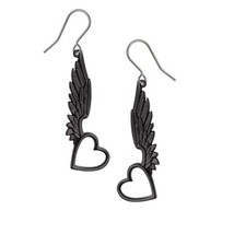 Alchemy Gothic E465 Passio Wings of Love Earrings Goddess Wing Heart Dro... - $35.00