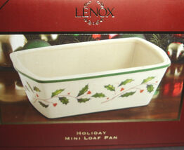 Lenox Holiday Carved Mini Loaf Pan Oven Safe Holly &amp; Berry Motif Porcela... - €17,95 EUR