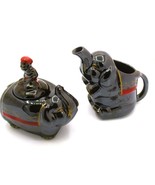 Vintage Elephant Boy Creamer Sugar Bowl Set Boy Figurine Lid Made In Japan - $28.71