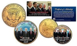 LIVING PRESIDENTS DC Quarter &amp; JFK Dollar 2-Coin Set BUSH CLINTON OBAMA ... - £9.69 GBP