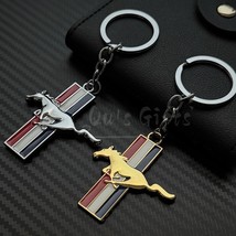  Mustang Logo Silver Metal Keychain Key Chain Ring choice of 2 - $9.85