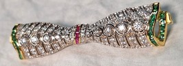Handmade Diamond Bow Brooch Exquisite Elegant Pins Statement Unique Wedd... - $154.88