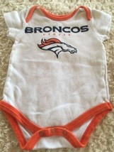 Denver Broncos Football Boys White Orange Blue Short Sleeve One Piece 3-6 Months - £5.09 GBP