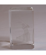 Vintage Paperweight Golfer 3D Laser Etched Clear Glass Cube Golfer Paper... - €8,67 EUR