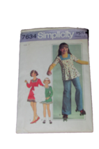 SIMPLICITY 7634 girl's size 7 dress or top and pants (sew drwr) - $3.50