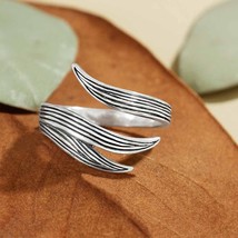 Sterling Silver Adjustable Long Leaf Ring - £24.80 GBP