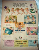 Swan Soap Marching Babies With Swan Advertising Print Ad Art 1940s - £6.40 GBP