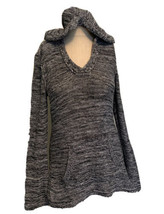 Roxy Hoodie Knit Black &amp; White Sweater Cover-up Kangaroo Pouch Junior XL - £14.93 GBP