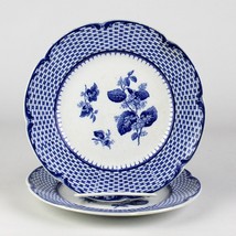 BWM Cauldon Blue Flow Ruskin Salad Plates Set 2, Antique England c1892 F... - $25.00