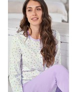 Pijama 3 Botones De Mujer Manga Larga de Algodón Jersey Ropa Linclalor 7... - $38.90