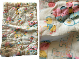 Sleeping Bag Vintage 1950s 1960s Baby Childrens Bedding Chicks Kittens Pigs - £29.60 GBP