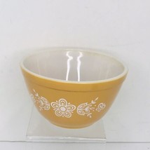 Vintage Pyrex Butterfly Gold Mixing Bowl #401 White Flowers 1-1/2 Pint 1.5 USA - $17.72