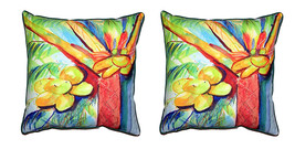 Pair of Betsy Drake Cocoa Nut Tree Small Pillows 12 X 12 - £54.37 GBP