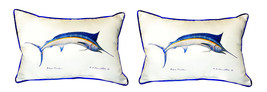 Pair of Betsy Drake Blue Marlin Small Pillows 11X 14 - £55.38 GBP