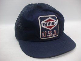 Irving USA Patch Hat Vintage Blue Snapback Trucker Cap Degraded Foam - £24.12 GBP