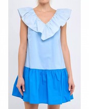 2.7 August Apparel colorblock ruffles shift dress for women - size XS - £39.76 GBP