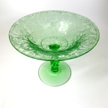 Fostoria Glass Green Paradise Uranium Compote Swirl Stem - £96.97 GBP