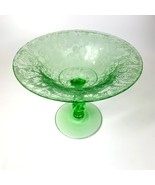 Fostoria Glass Green Paradise Uranium Compote Swirl Stem - £97.23 GBP