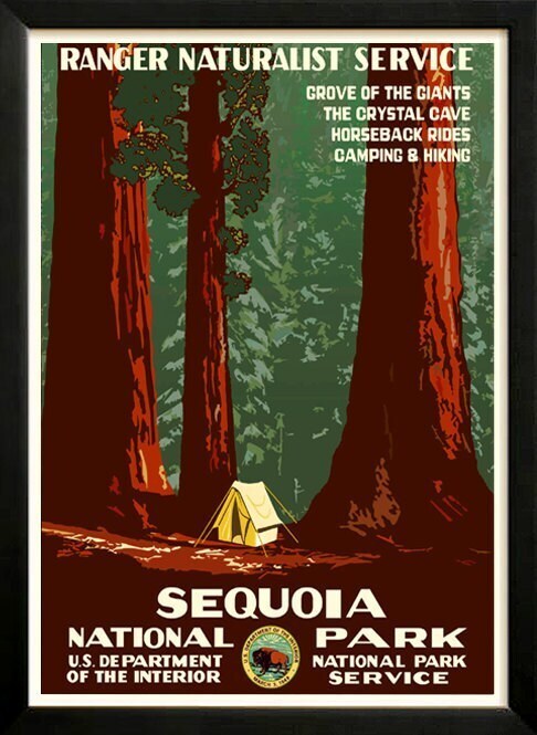 Sequoia National Park Retro poster 1930s WPA Custom Framed A+ Quality - £31.95 GBP