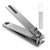 Nail Clipper and File - Classic Stainless Steel Nail Cutter with Glass Nail File - £11.55 GBP