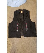 EUC Vintage Wah Maker Yuma Black Floral Inlay Vest Western Cowboy Silk  ... - £34.07 GBP