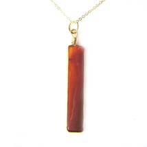 28 Inch Semiprecious Natural Stone Vertical Rectangle Bar Pendant Long Necklace  - £8.79 GBP