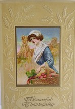 Peaceful Thanksgiving Postcard John Winsch Back Wheat Embossed Border Nice - £40.66 GBP