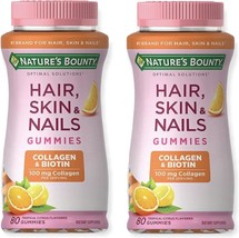 Nature&#39;s Bounty Hair, Skin &amp; Nails with Biotin Collagen, Citrus, 80 Gummies (Pac - £40.32 GBP