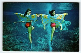 Postcard Weeki Wachee Lady Mermaids Performers Underwater Dancing Act Chrome - £13.72 GBP
