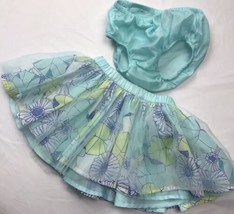 Gymboree Ruffled Aqua Skirt Sz 18-24 Mos Blue White Floral + Bloomers Re... - $12.00