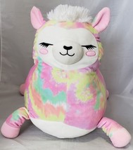 XLarge XL 20&quot; Squishmallow Josie Rainbow Tie dye Sleepy Llama Pillow Justice - £19.76 GBP