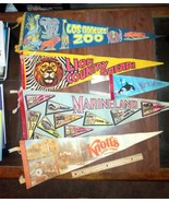 Lot of 7 Vintage 70s Felt Amusement Park Pennants Marineland LA Zoo etc - £15.14 GBP