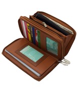 RFID Blocking Security Double Zip-Around Indexer Phone Wallet Tan Milita... - $33.83 CAD