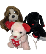 Lot Of 3 Plush Stuffed Animals Puppy Dogs Brown Black Red Pink Dan Dee &amp;... - $17.54 CAD