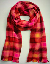 NWT $24.99 Gap Factory Cozy Sizzling Fuchsia Pink Neon Plaid Scarf Wrap Shawl - £9.48 GBP