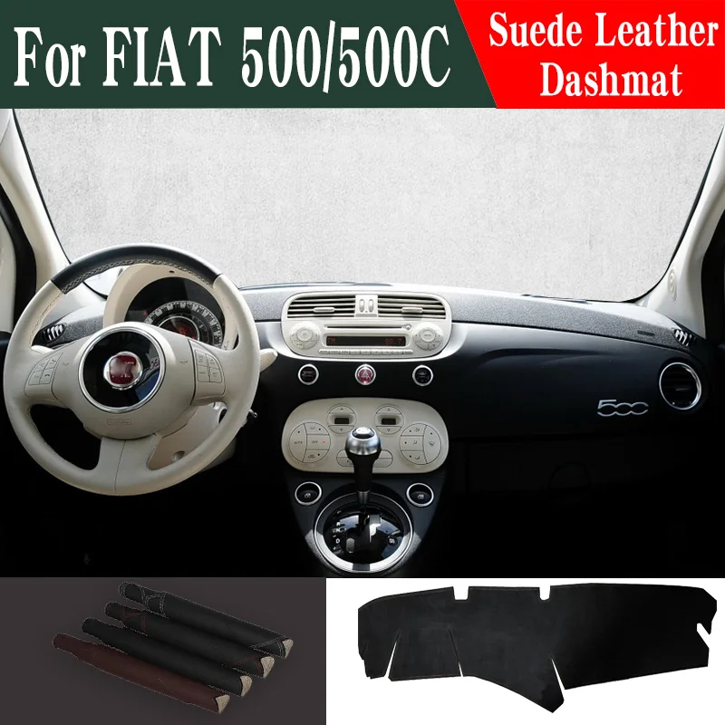 For FIAT 500 500c Leather Dashmat Dashboard Cover Pad Dash Mat Carpet - £57.42 GBP+